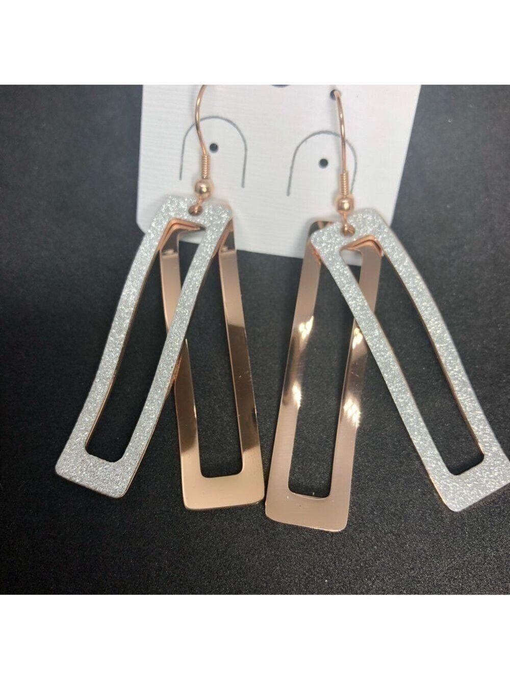 new-2 layers Silver Shimmery/Gold Dangler Earrings